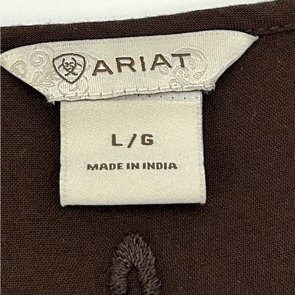 ARIAT/ RARE/ Vintage/ Brown Long Sleeve/ top with cut out design in back, LG - Picture 5 of 9